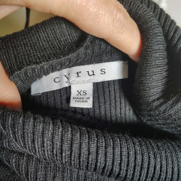 Cyrus Dark Black Ribbed Knit Turtleneck - Picture 3 of 3
